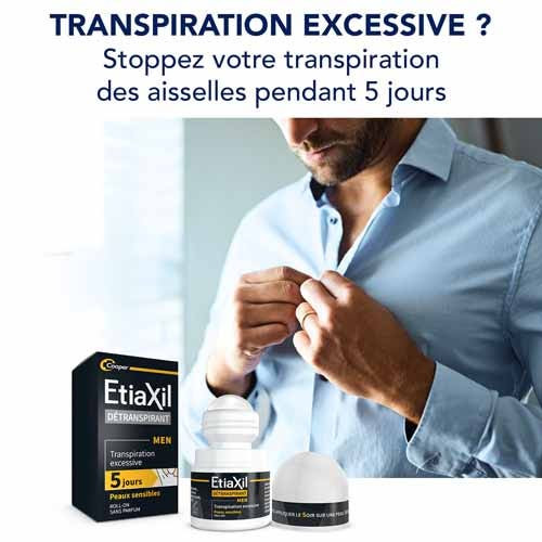 ETIAXIL MEN 15ml - Anti-transpirant efficace 5 jours, Peaux sensibles