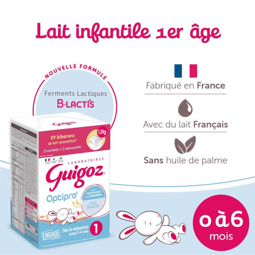 GUIGOZ Lait 1er Âge 1.2kg - DHA Oméga 3, Développement Nerveux Bébé