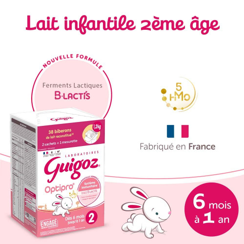 GUIGOZ Optipro 2 Lait Bébé Poudre 2ème Âge 1 Boite Parapharmacie