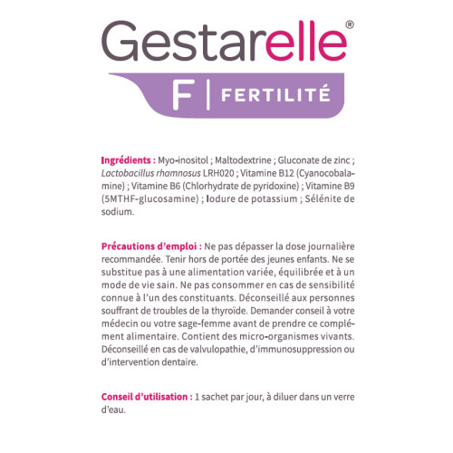F Fertilité zinc reproduction normale 30 sachets