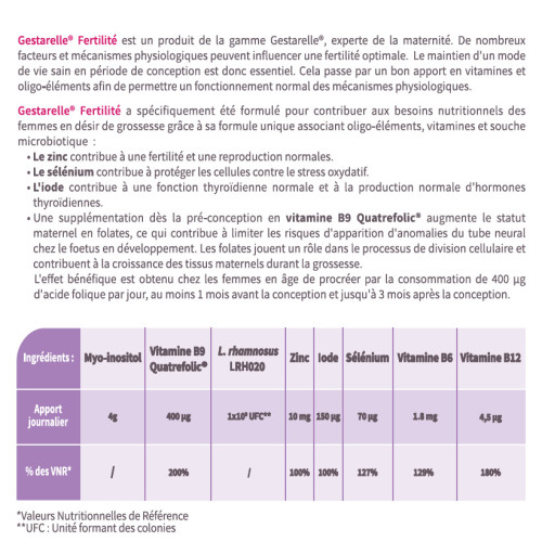 F Fertilité zinc reproduction normale 30 sachets