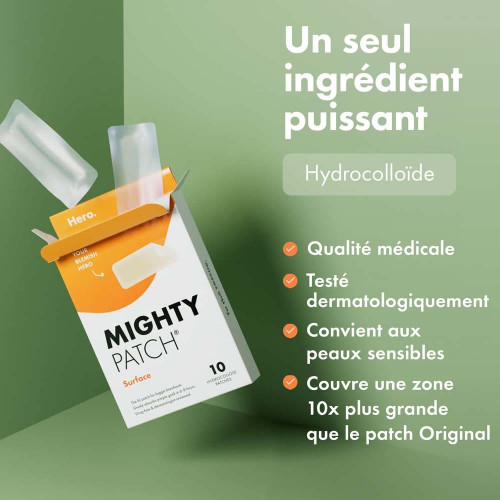 Mighty Patch Surface Patchs Anti-Acné Zones Étendues 10 Patchs Hydrocolloïdes
