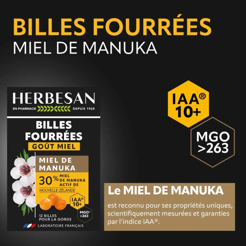 Billes miel de Manuka IAA 10+ 12 billes