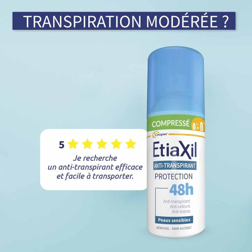 Déodorant Anti-Transpirant Protection 48H Peaux Sensibles Aérosol Compressé Lot de 2 x 100 ml