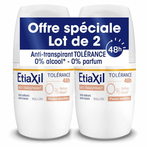 Anti-Transpirant Tolérance 48H Peaux Sensibles Roll-On 2 x 50 ml