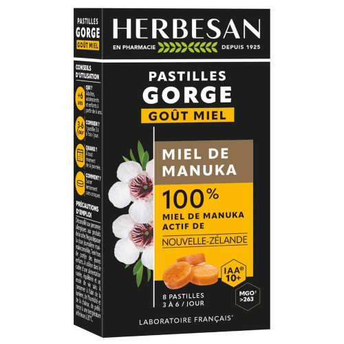 Pastilles Gorge Miel de Manuka IAA 10+ 8 pastilles