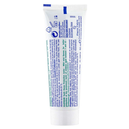 Gel Dentifrice Junior Protection Caries 7 à 12 Ans Menthe Douce 50 ml