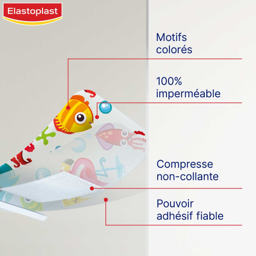Elastoplast Waterproof Enfant 20 pansements imperméables réconfortants