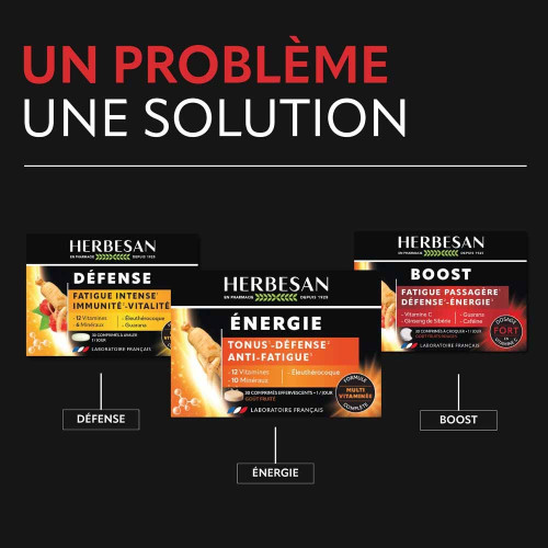 Herbesan Boost Fatigue Défense Énergie 30 comprimés Vitalité Durable