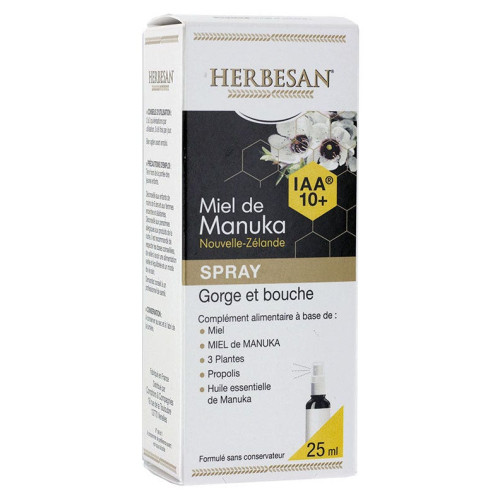 Herbesan Spray Miel de Manuka 25ml Apaise Gorge Naturellement