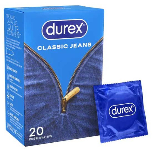 Durex Classic Jeans 20 préservatifs confort lubrifiant silicone Pharma360