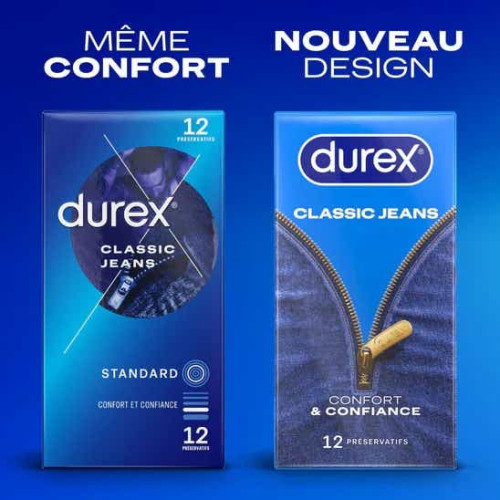 Durex Classic Jeans 20 préservatifs confort lubrifiant silicone Pharma360