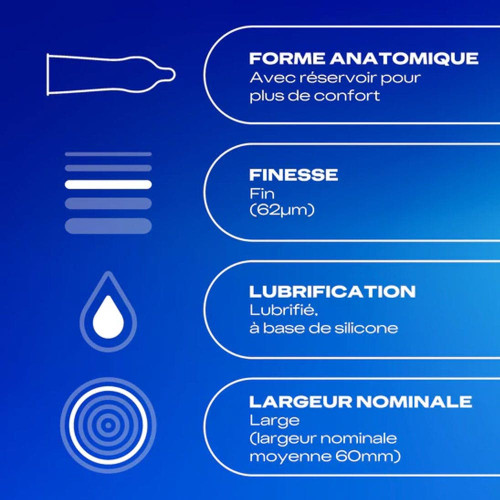 Durex Feeling XL 12 préservatifs Confort Largeur 60 mm Pharma360