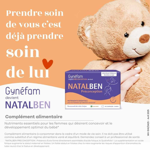Natalben Préconception 60 Capsules - Vitamines Essentielles Grossesse