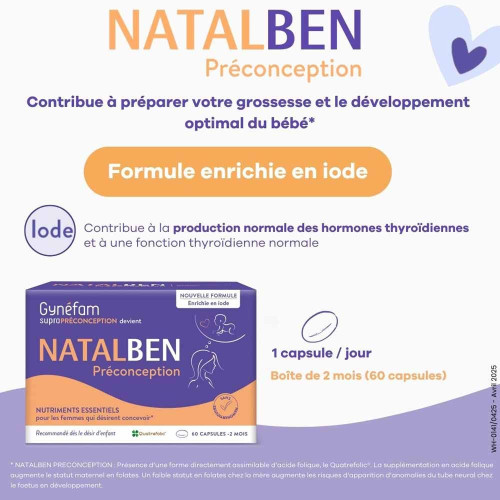 Natalben Préconception 60 Capsules - Vitamines Essentielles Grossesse