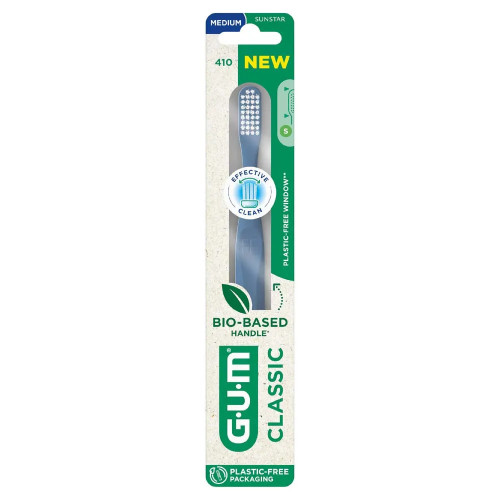 Gum Brosse à Dents Bio 410 Medium Nettoyage Doux et Écologique