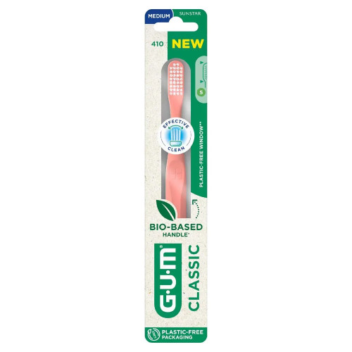 Gum Brosse à Dents Bio 410 Medium Nettoyage Doux et Écologique