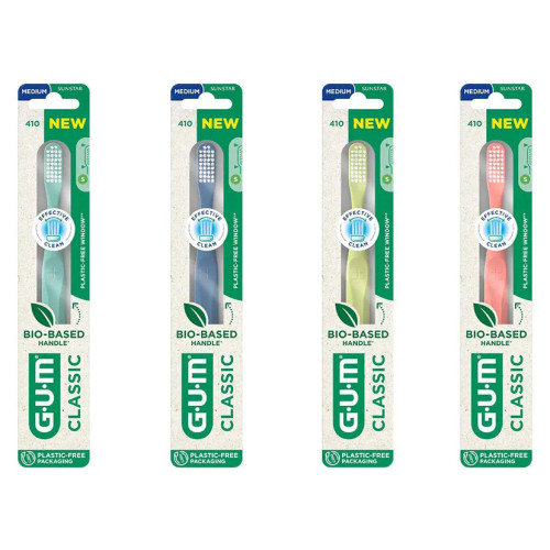 Gum Brosse à Dents Bio 410 Medium Nettoyage Doux et Écologique