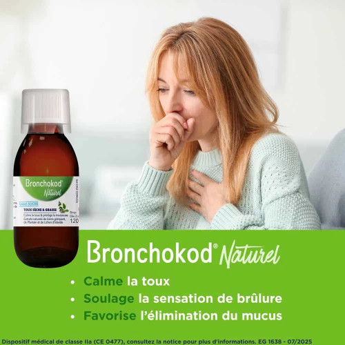 EG Labo Bronchokod Naturel Sans Sucre 120 ml Toux Sèche et Grasse