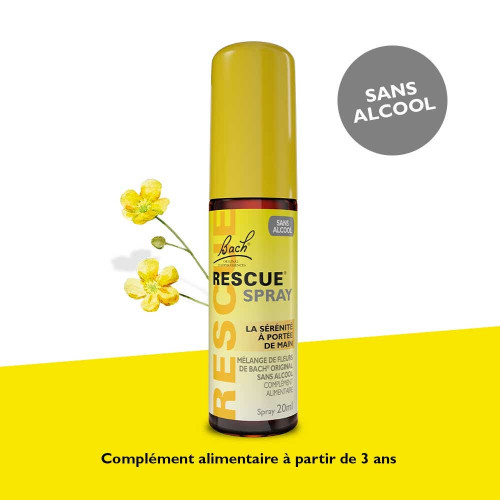 FLEURS DE BACH Rescue Spray Sans Alcool 20 ml Bien-être Émotionnel