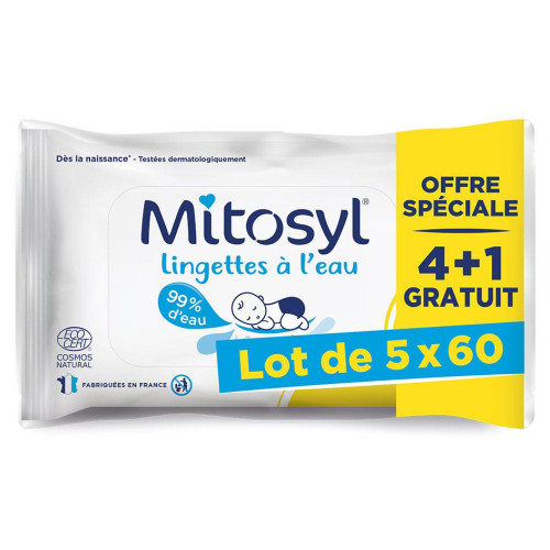 Mitosyl Lingettes à l'Eau 240+60 Nettoyage Doux Bébé - Pharma360