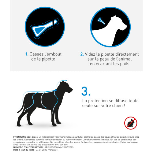 Frontline Spot-On Chien M 3 Pipettes Protection Parasites Efficace