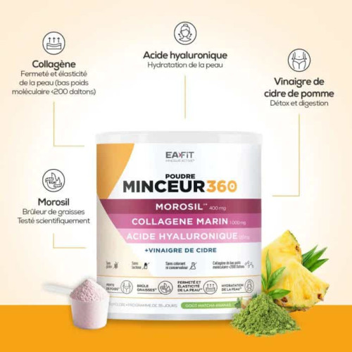 Minceur EAFIT Matcha : Poudre matcha, drainage & collagène - 275g