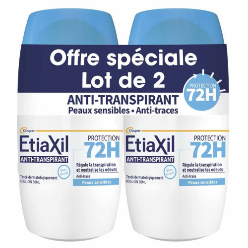 ETIAXIL Déod Anti-Transpirant 72h - Roll-on 2x50ml