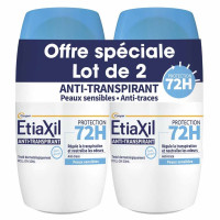 ETIAXIL Déod Anti-Transpirant 72h - Roll-on 2x50ml