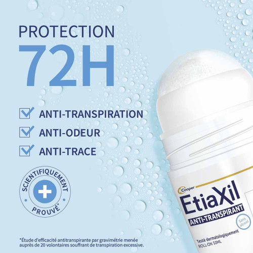 ETIAXIL Déod Anti-Transpirant 72h - Roll-on 2x50ml