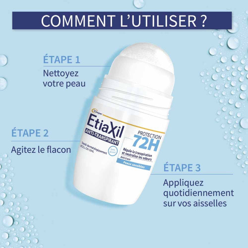 ETIAXIL Déod Anti-Transpirant 72h - Roll-on 2x50ml