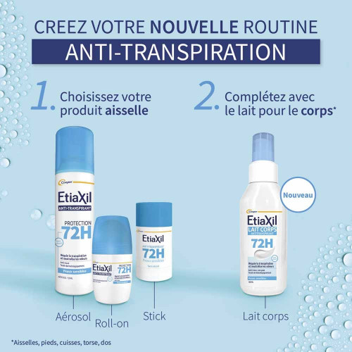 ETIAXIL Déod Anti-Transpirant 72h - Roll-on 2x50ml