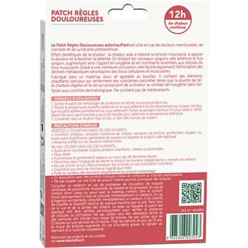 Naturactive : Patch autochauffant pour douleurs menstruelles et SPM