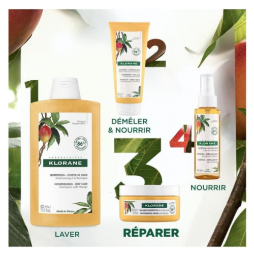 Masque Klorane Mangue : Nutrition intense pour cheveux secs et abîmés