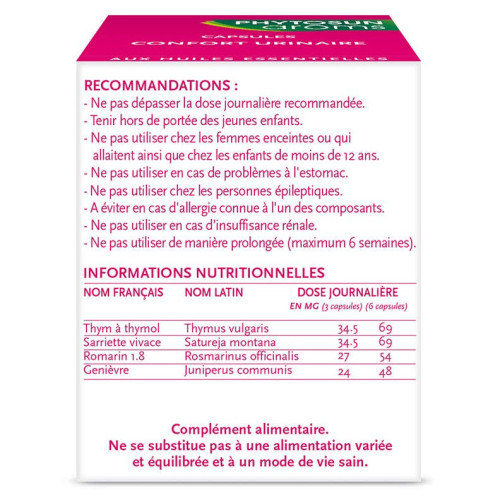 Phytosun Aroms Aromadoses 30 Capsules - Confort Urinaire Optimisé