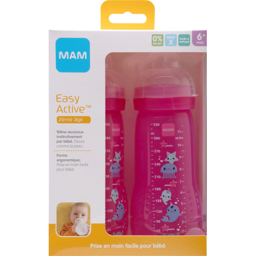 MAM Biberons 2eme Age Candy Pink Clearline 660mL - Anti-colique