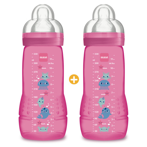 MAM Biberons 2eme Age Candy Pink Clearline 660mL - Anti-colique
