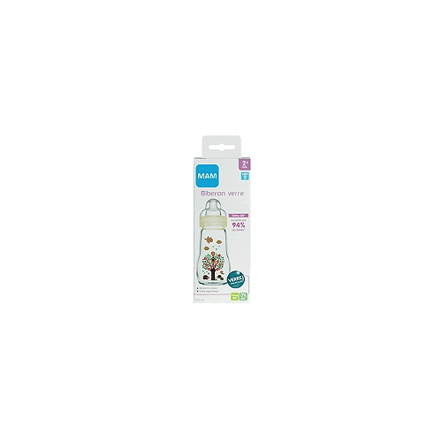 MAM Biberon Verre Feel Good 260mL - Chauffable, Stérilisable