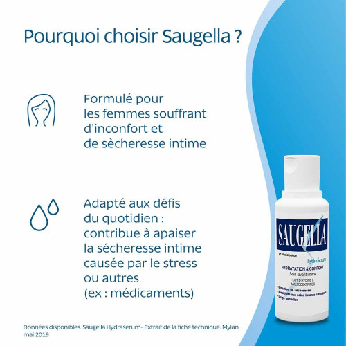 Saugella HydraSerum 200mL - Soulage Sécheresse Intime