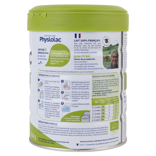 GALLIA Physiolac BIO 1er âge 800g - Alimentation Bio dès Naissance