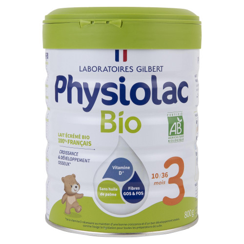 Physiolac Lait Bio Croissance 800g - Nutrition Enfant 1-3 ans
