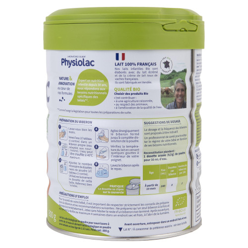 Physiolac Lait Bio Croissance 800g - Nutrition Enfant 1-3 ans