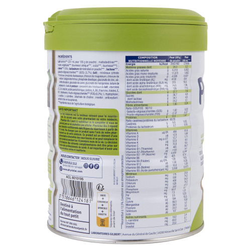 Physiolac Lait Bio Croissance 800g - Nutrition Enfant 1-3 ans