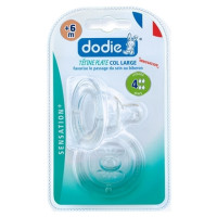 Sensation+ 2 Tétines Plate Col Large 6 Mois et + Débit 4 Liquide Épais