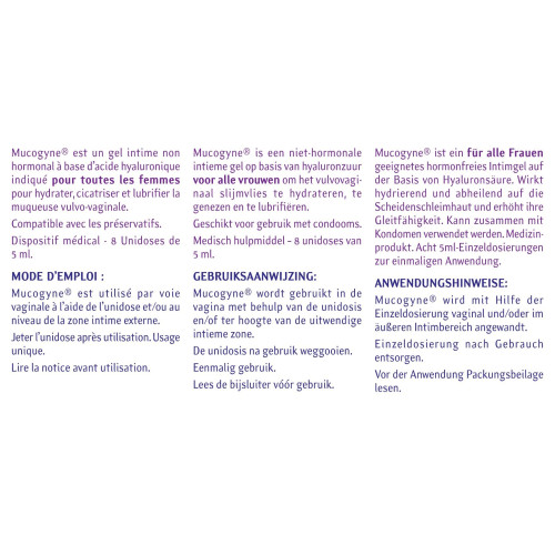 Mucogyne Gel Intime 8 Unidoses 5ml - Hydratation Intense