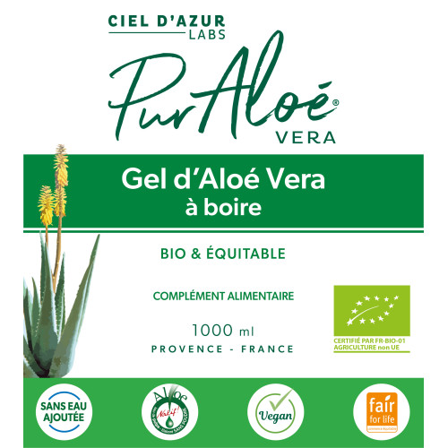 Pur Aloé Gel Aloe Vera Bio 1000ml - Bienfaits Naturels sur