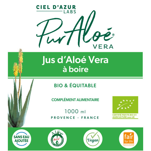 Pur Aloé Jus d'Aloe Vera Bio 1000ml - Bienfaits naturels sur