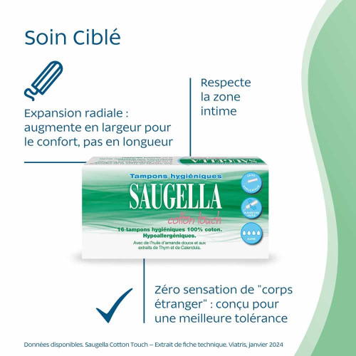 Saugella Cotton Touch 16 Tampons Super Confort Parapharmacie
