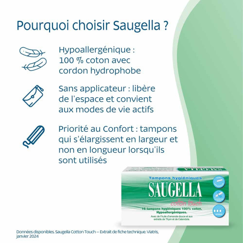 Saugella Cotton Touch 16 Tampons Normal - Confort et Protection