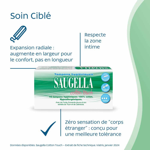Saugella Cotton Touch 16 Tampons Normal - Confort et Protection